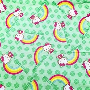 Hello Kitty Fabric 18x45" Vintage Rainbow Clover Print Sewing Quilting‎ Material